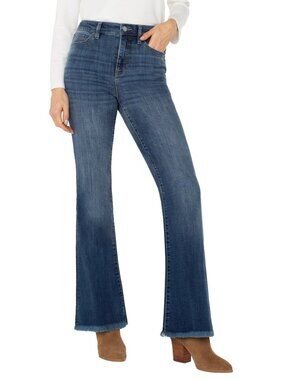 Liverpool Hannah High Rise Flare Jeans Fray Hem Size 4 Eco-Friendly Stretch Deni